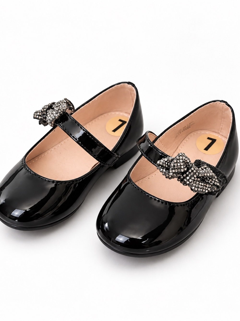 Girls' Black Patent Mary Jane Shoes with Decorative Bow